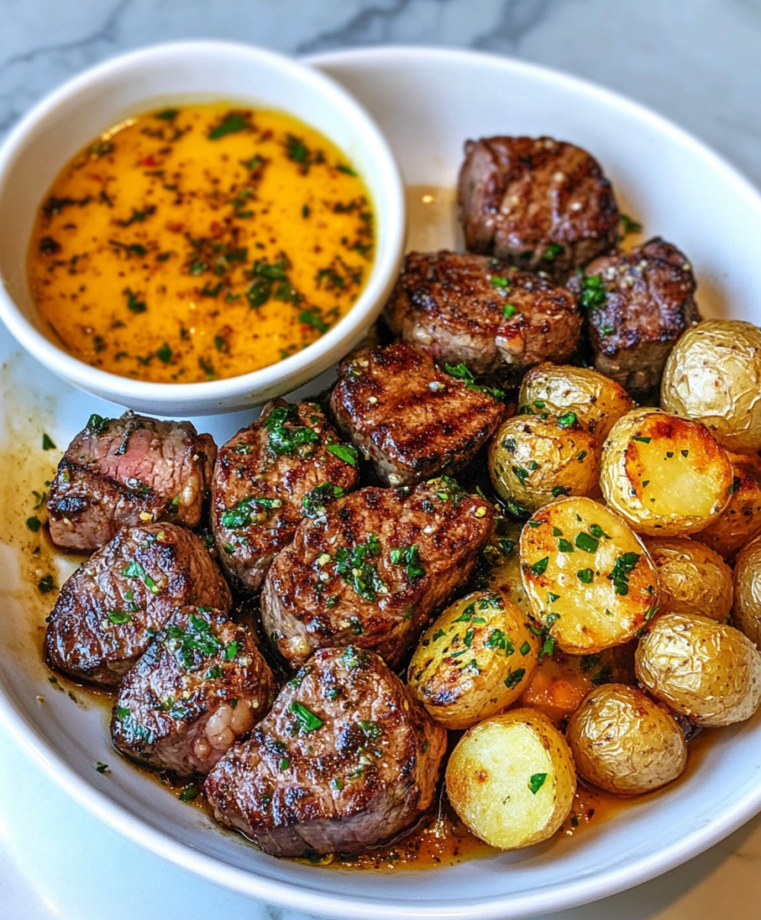 Savory Garlic Butter Steak Bites with Crispy Potatoes