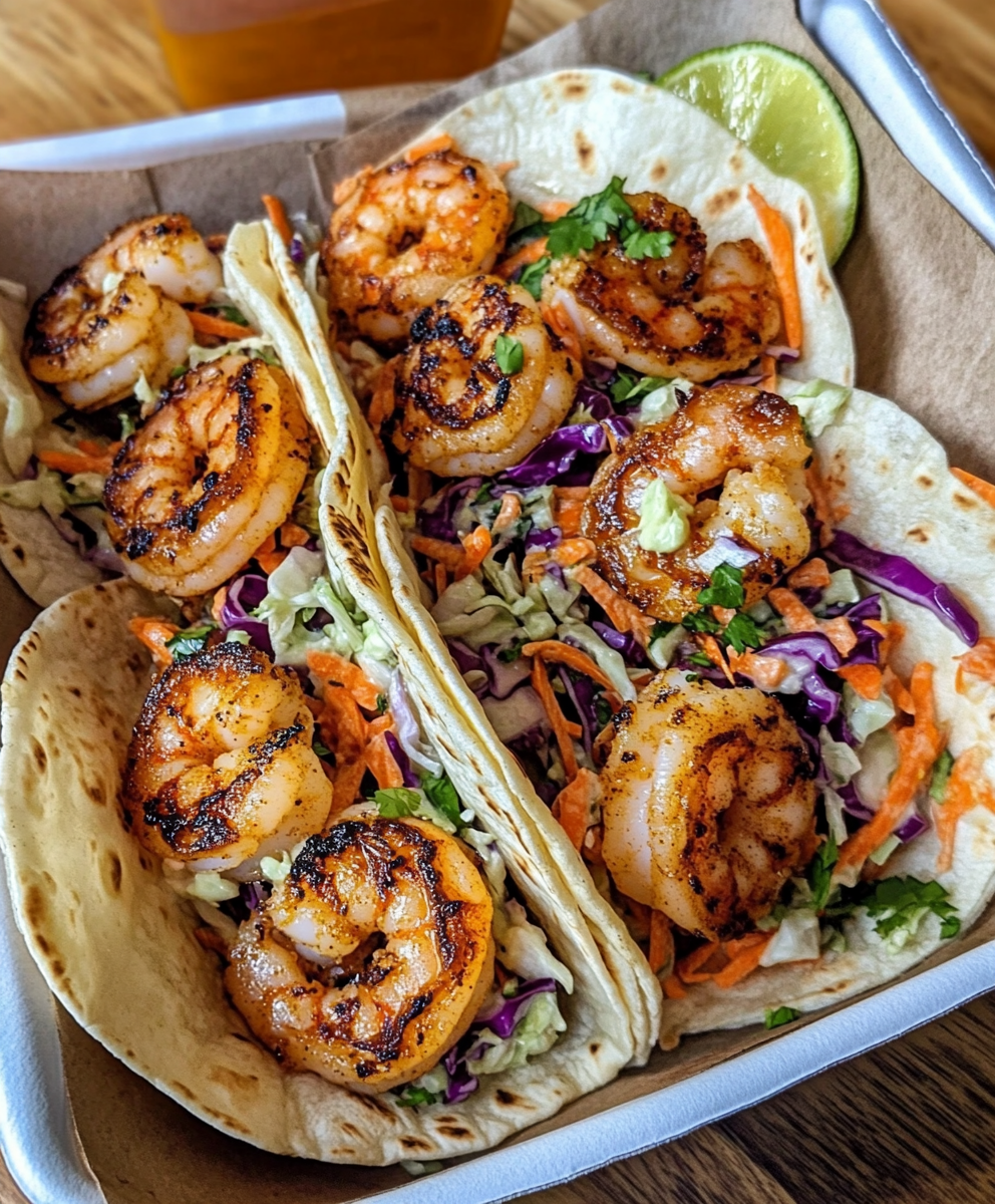 Shrimp Tacos with Lime Slaw
