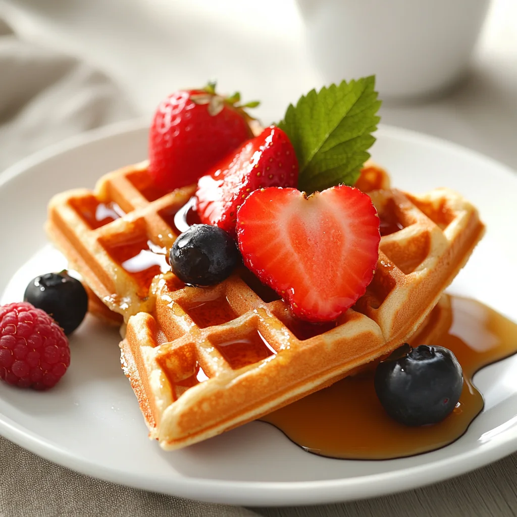 gluten-free waffles with mixed berries and honey