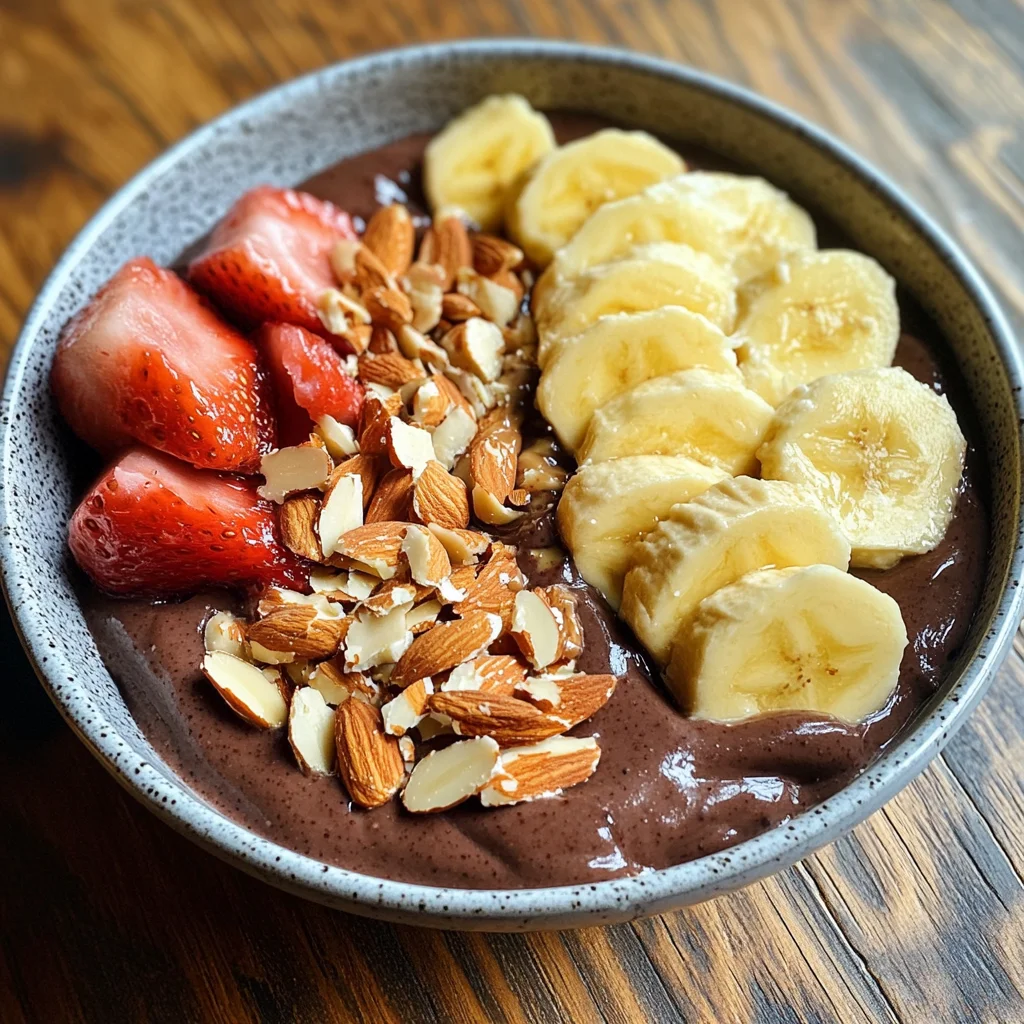 low-sugar acai bowl with almond butter topping