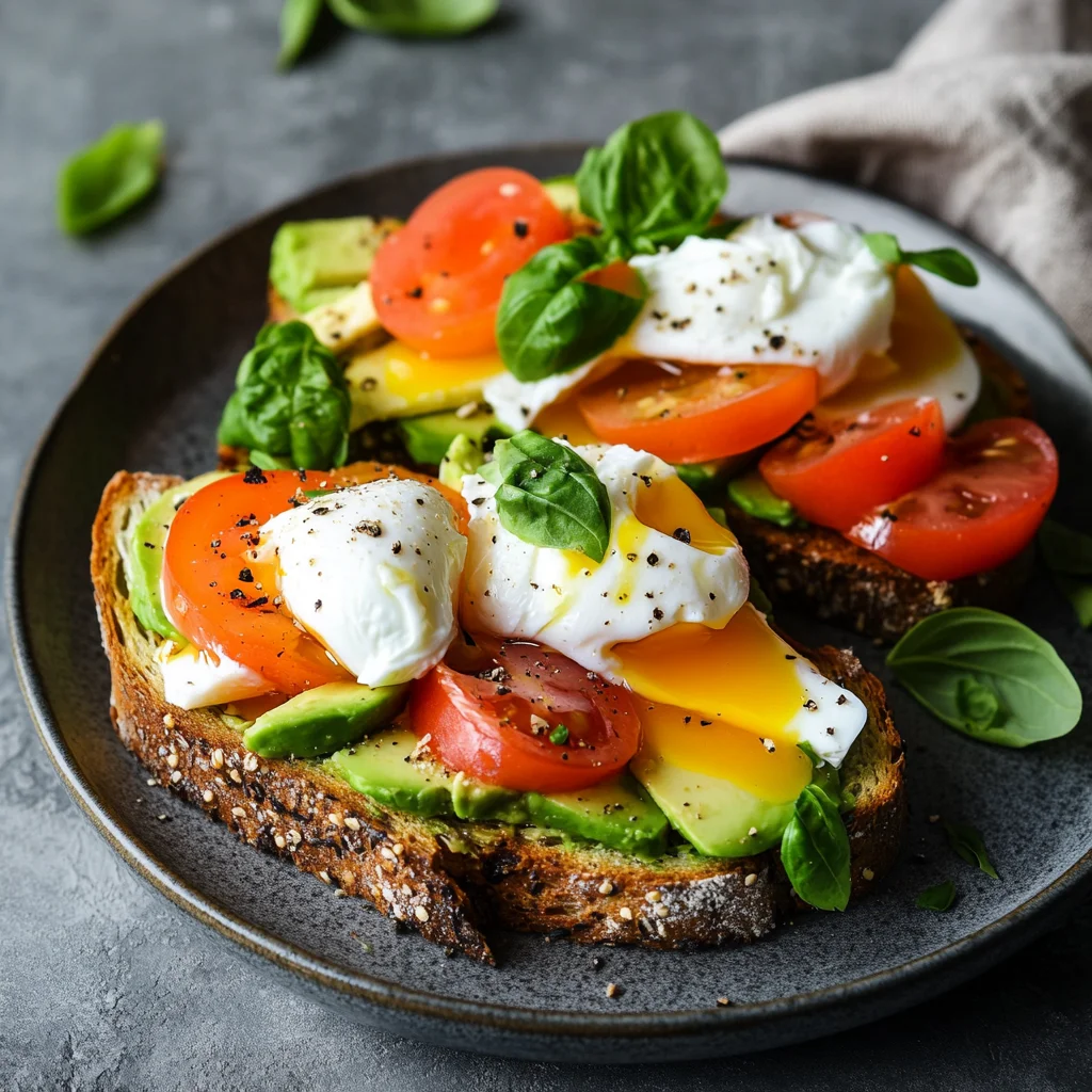 quick and easy avocado toast with poached eggs