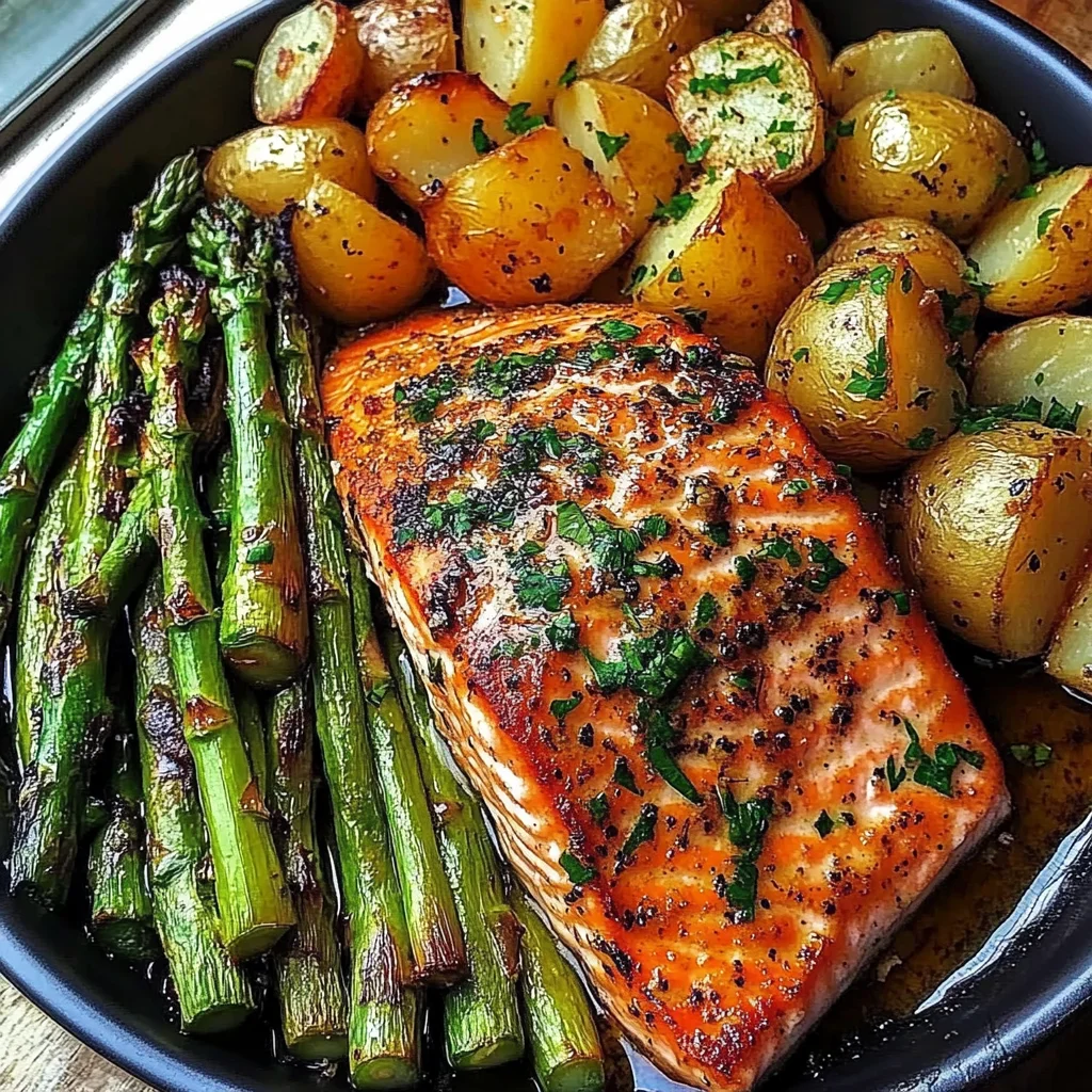 Baked Salmon with Potatoes and Asparagus