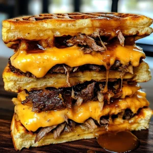 Bourbon-Maple Brisket Grilled Cheese Wafflewich
