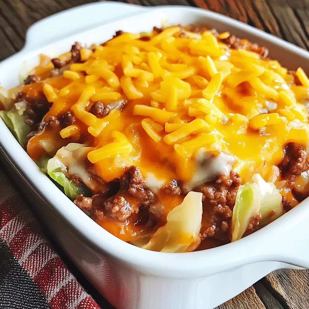 Cheesy Cabbage Beef Casserole