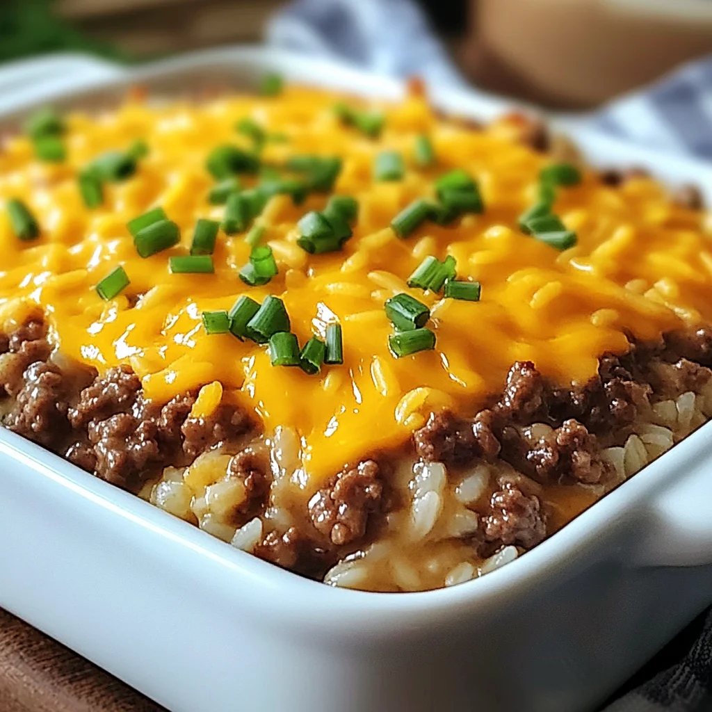 Cheesy Ground Beef Rice Casserole Comfort