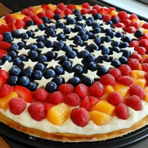 Easy Flag Fruit Pizza for 4th July