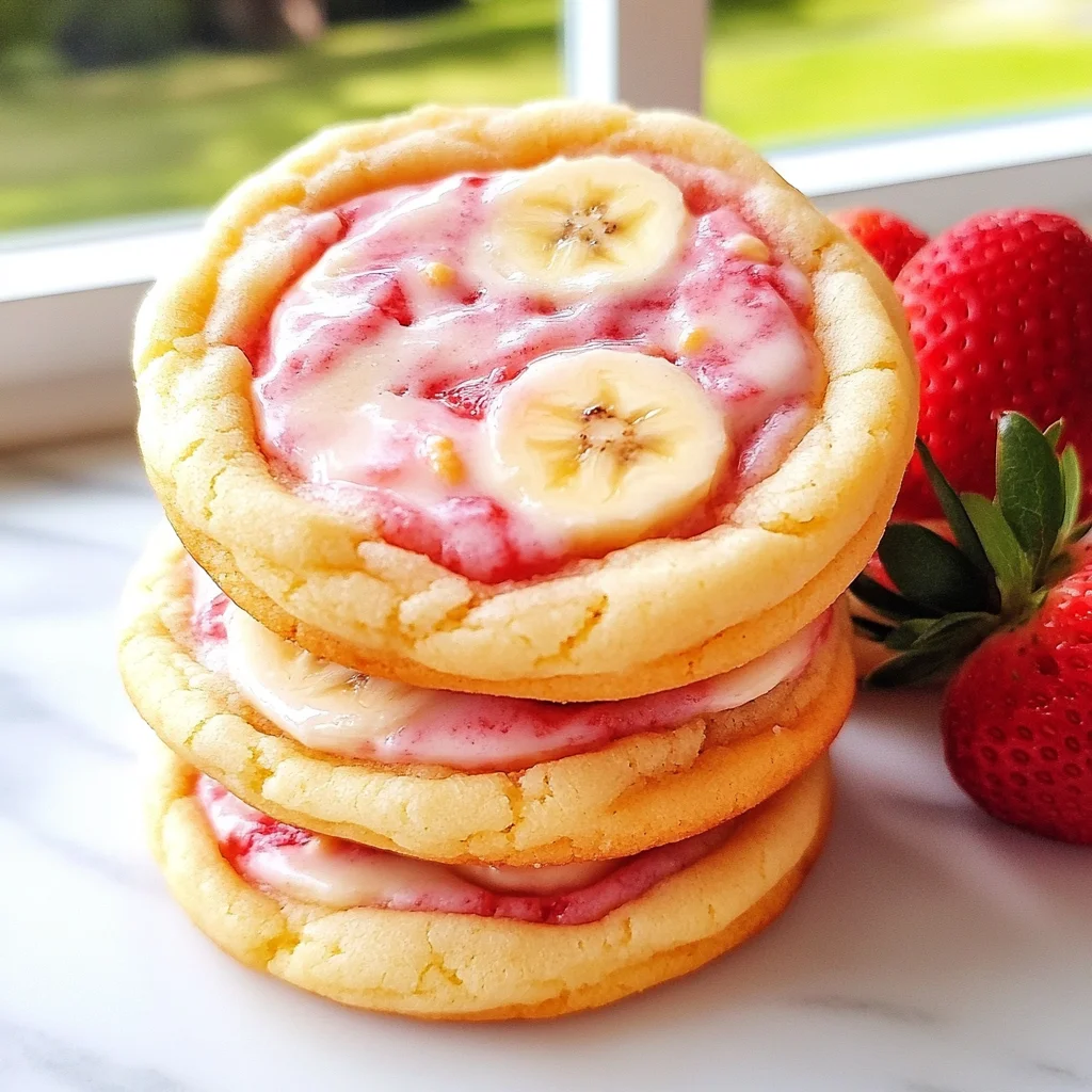 Strawberry Banana Pudding Cookies with Cheesecake Dip