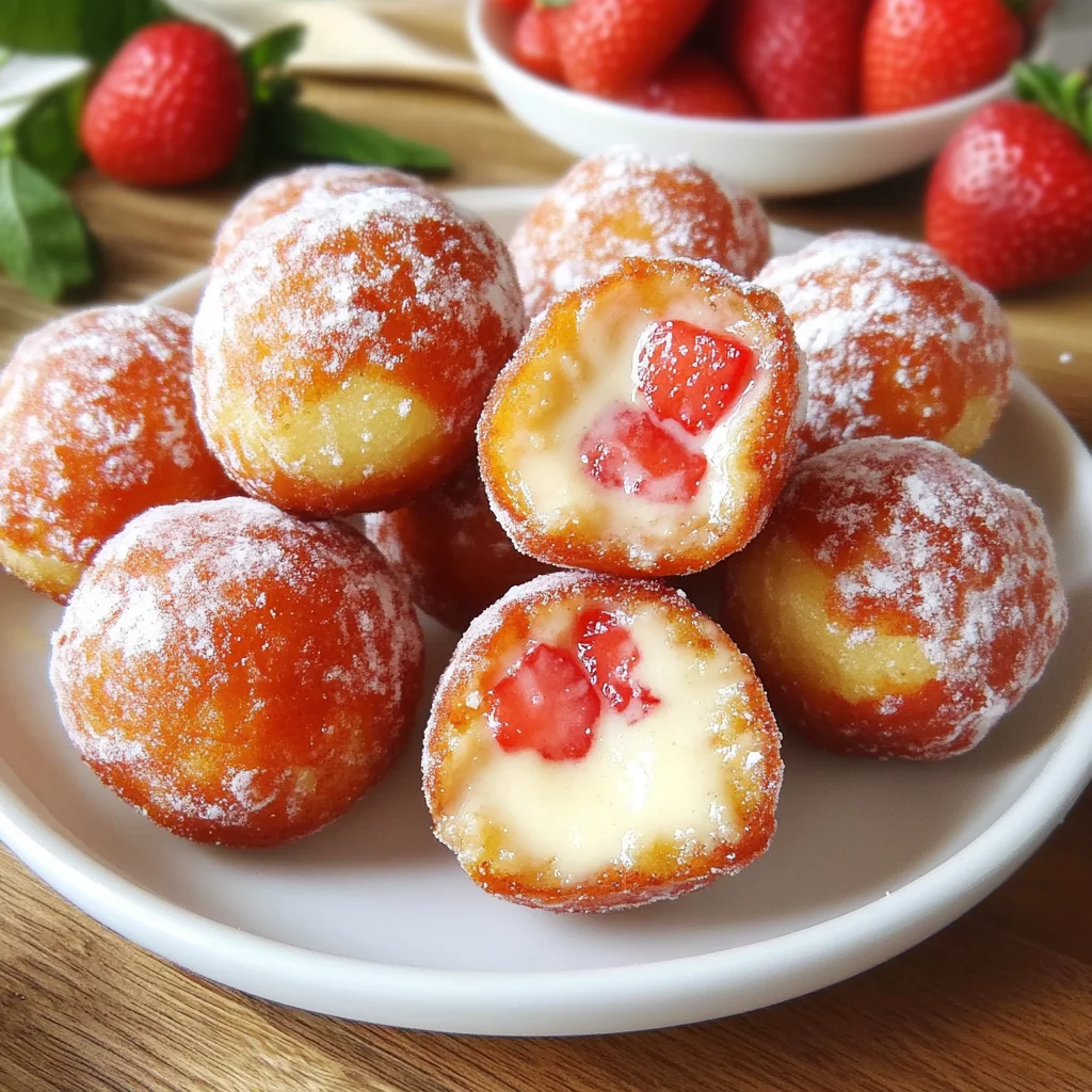 Strawberry Cheesecake Stuffed Donut Holes