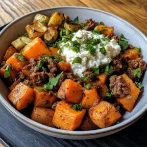 Sweet Potato Beef Cottage Cheese Bowl