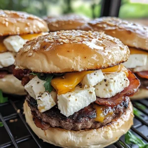 Whipped Feta & Garlic Butter Bacon Smash Burgers