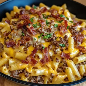Loaded Bacon Cheeseburger Pasta Skillet
