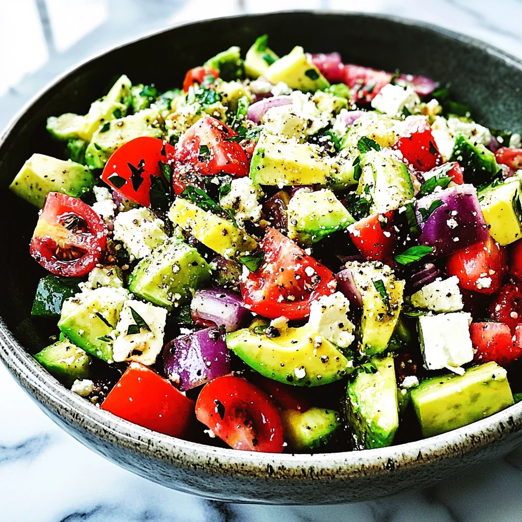 MEDITERRANEAN DIET APPROVED! GREEK SALAD WITH AVOCADO