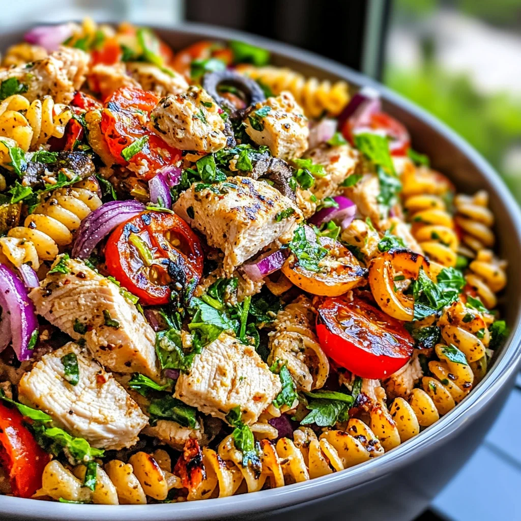 Mediterranean Chicken Pasta Salad