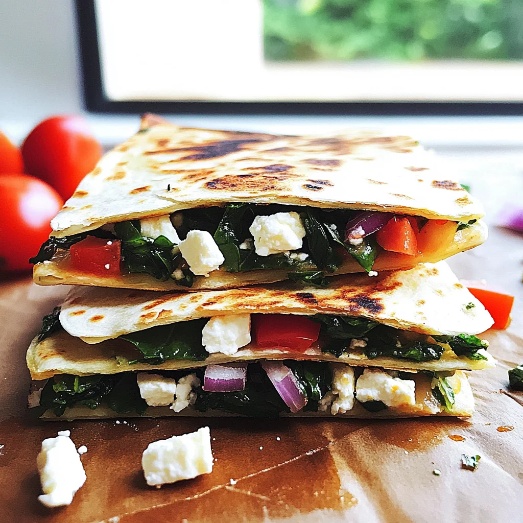 Mediterranean Quesadilla Recipe with Spinach, Feta, and Mozzarella