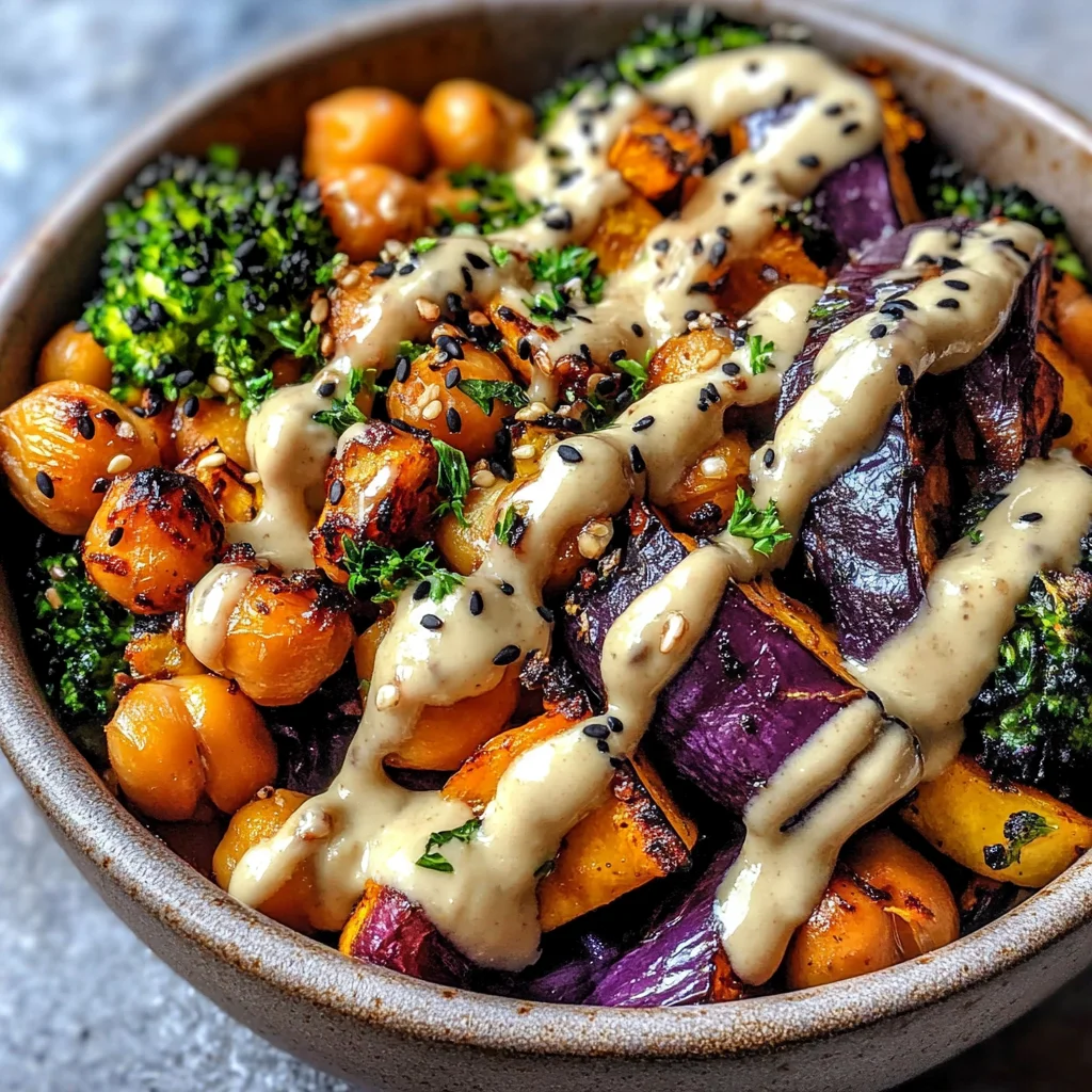 Mediterranean Roasted Veggie & Chickpea Bowls with Tahini Dressing - Cooking with Casey
