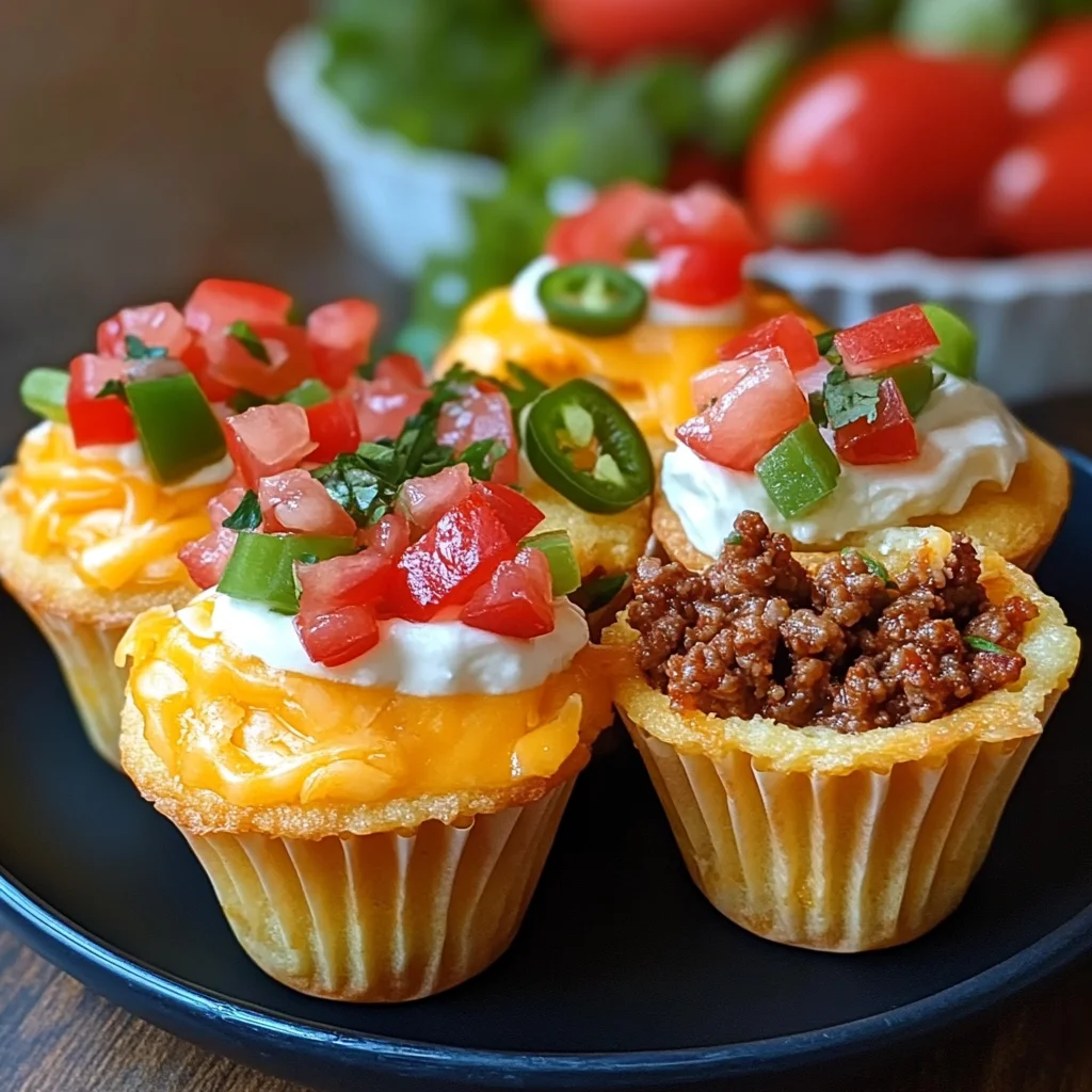 Mini Taco Cupcakes with Zesty Ground Beef and Cheese