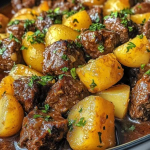 Slow Cooker Garlic Butter Beef Bites & Potatoes