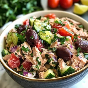 the BEST Mediterranean Tuna Salad, ready in 10 minutes! Dietitian recipe!