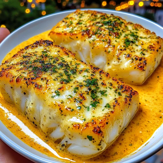 Baked Cod with Parmesan Cream Sauce