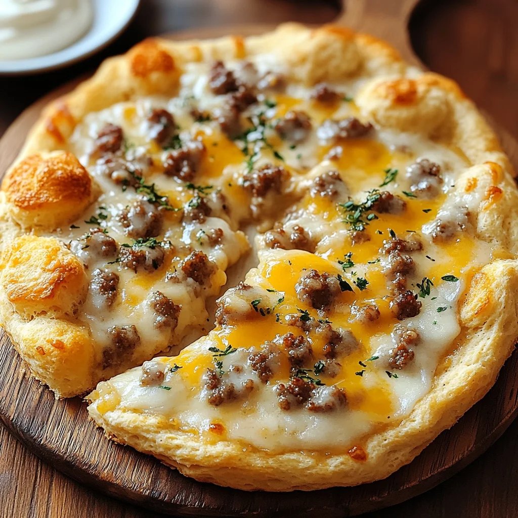 Biscuits and Sausage Gravy Breakfast Pizza