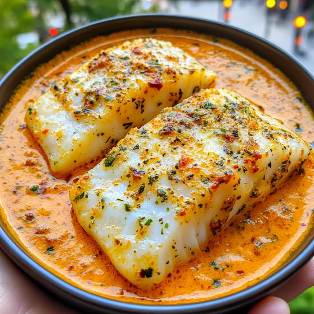 Cod in Roasted Red Pepper Sauce