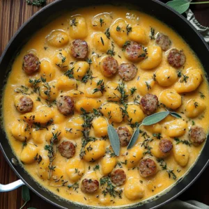 Creamy Butternut Squash Gnocchi with Sausage, Thyme, and Sage