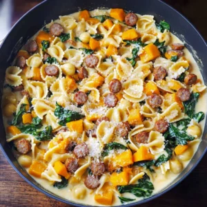 Creamy Butternut Squash Pasta with Sausage and Spinach