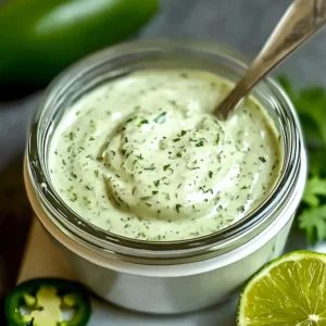 Creamy Garlic Lime Cilantro Sauce With Jalapeños