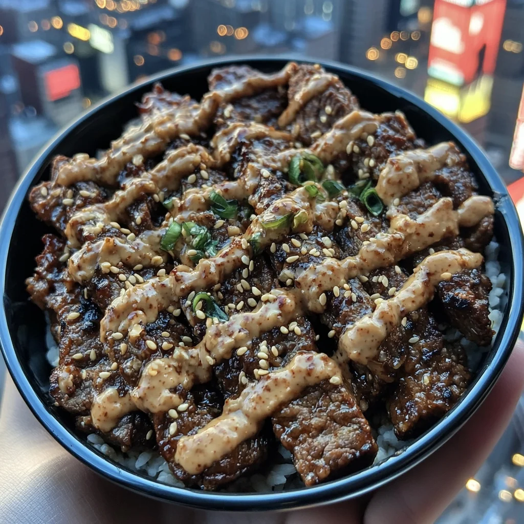 Asian BBQ Beef Bowls with Sesame Chili Drizzle
