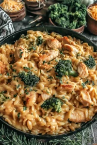 Cheesy Chicken Broccoli Orzo – Creamy, Cheesy, and One-Pan Easy
