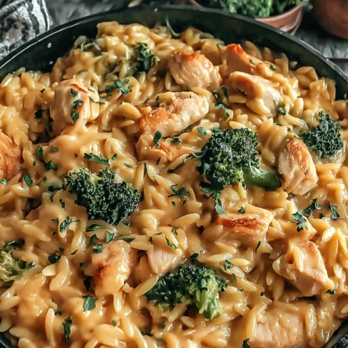 Cheesy Chicken Broccoli Orzo – Creamy, Cheesy, and One-Pan Easy
