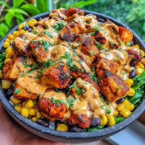 Chipotle Chicken Bowl with Black Beans, Corn, & Creamy Sauce