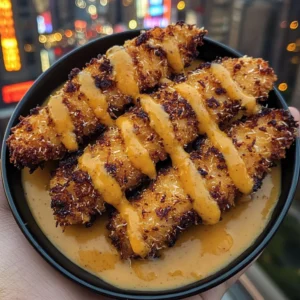 Crispy Coconut Chicken Strips with Sweet Mango Sauce