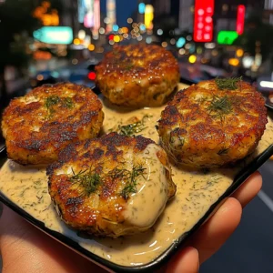 Crispy Fish Cakes with Lemon Dill Sauce