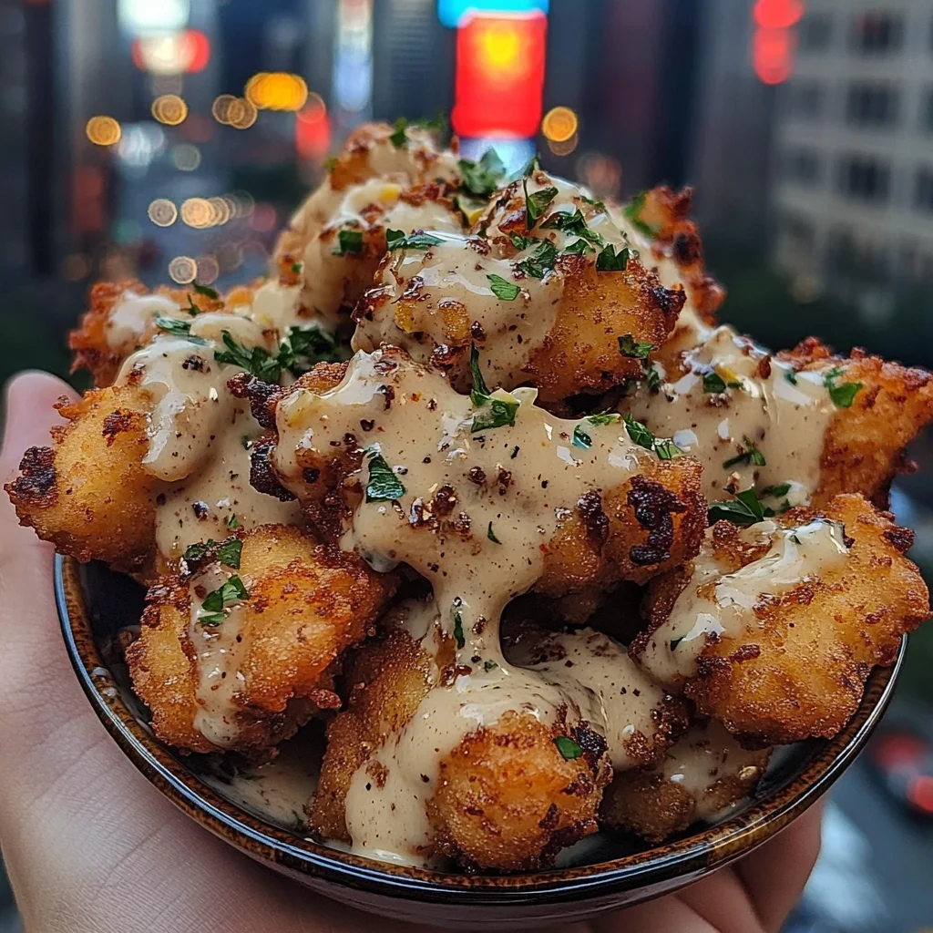 Crispy Fried Fish Nuggets with Garlic Lemon Sauce