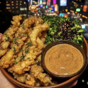 Crispy Tempura Veggie Bowls with Soy Dipping Sauce