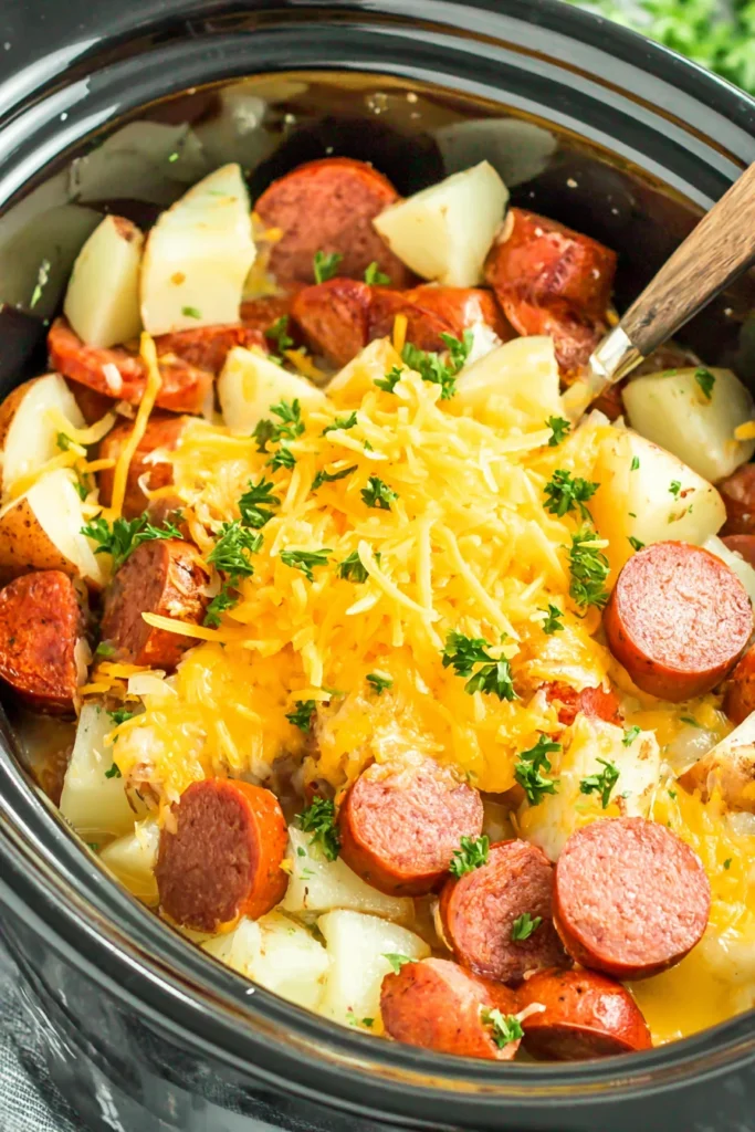 Crockpot Cheesy Keilbasa Meal