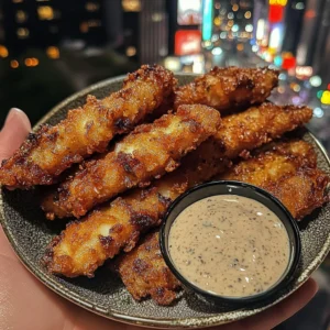 Crunchy Fried Fish Strips with Tartar Dipping Sauce