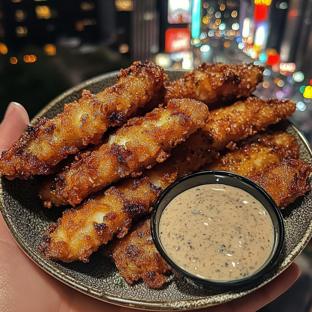 Crunchy Fried Fish Strips with Tartar Dipping Sauce