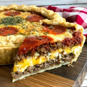 Deep Hamburger Beef Sausage & Pepperoni Pie