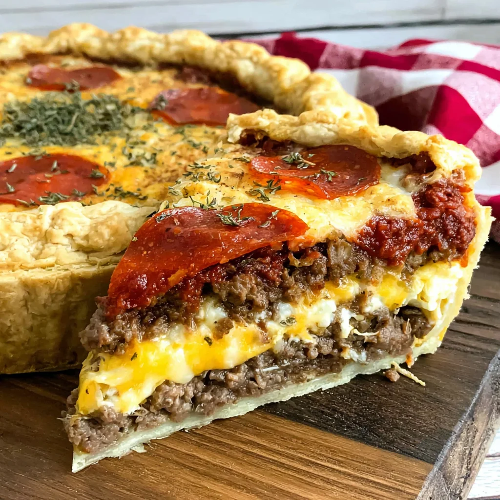 Deep Hamburger Beef Sausage & Pepperoni Pie