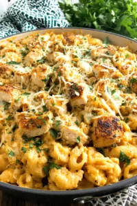 Easy Crockpot Garlic Parmesan Chicken Pasta