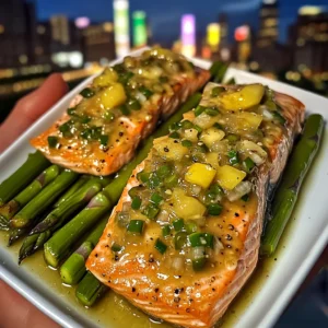 Garlic Butter Salmon with Lemon Asparagus