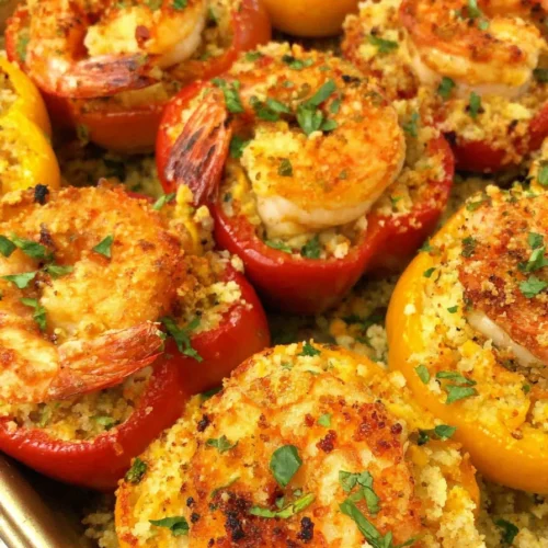 Garlic Butter Shrimp Stuffed Peppers