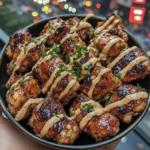 Garlic Soy Glazed Chicken Bites with Spicy Mayo Dip