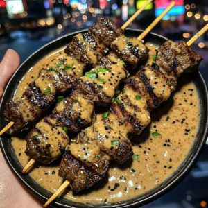 Grilled Beef Skewers with Spicy Soy Garlic Sauce