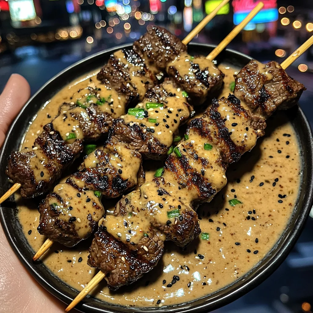 Grilled Beef Skewers with Spicy Soy Garlic Sauce