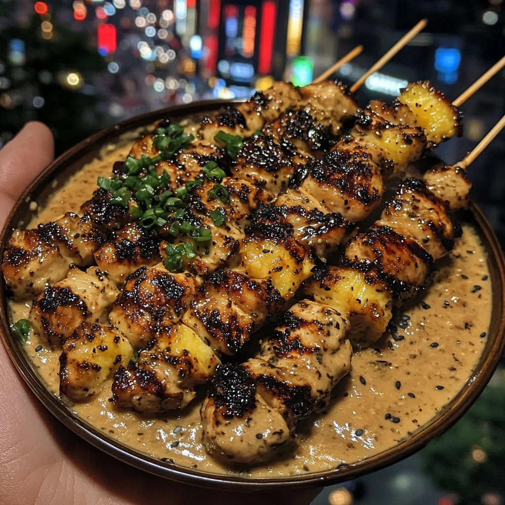 Grilled Teriyaki Chicken Skewers with Pineapple Ginger Sauce
