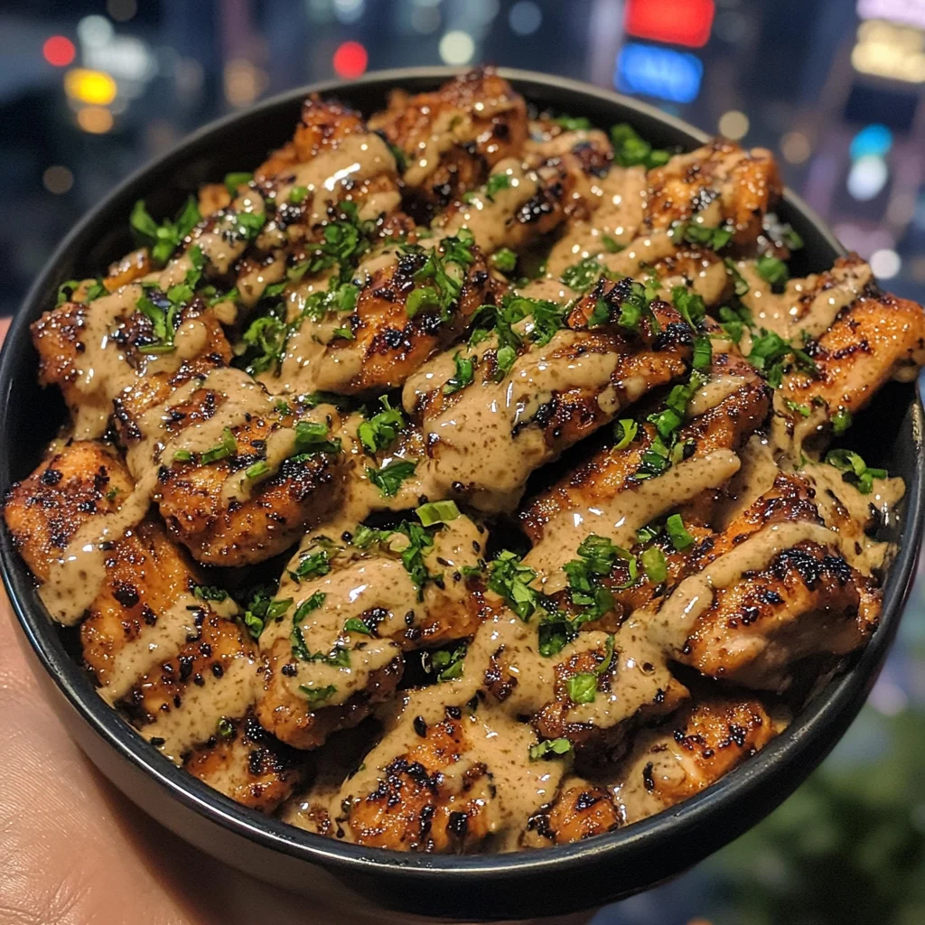 Hoisin Chicken Bowls with Garlic Sesame Drizzle