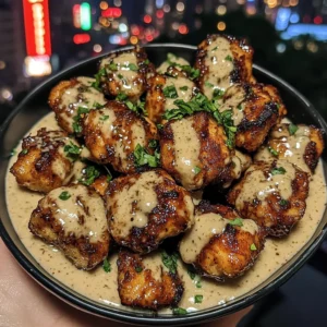 Honey Garlic Glazed Chicken Bites with Creamy Dip